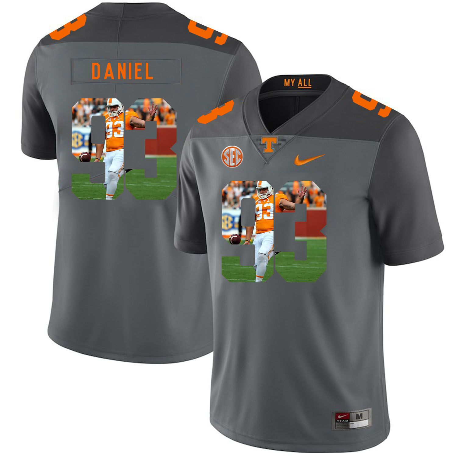 Men Tennessee Volunteers #93 Daniel Grey Fashion Edition Customized NCAA Jerseys